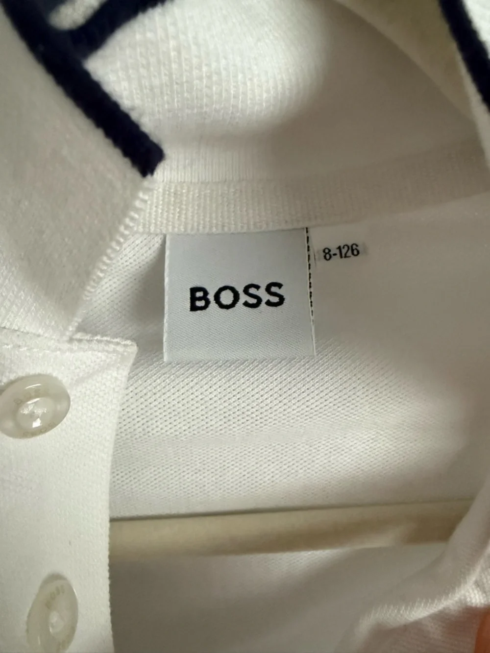 Boss White Polo Shirt with Black Trim - Picture 6 of 7